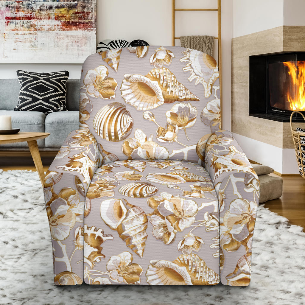 Seashell Print Design LKS309 Recliner Slipcover with Pocket