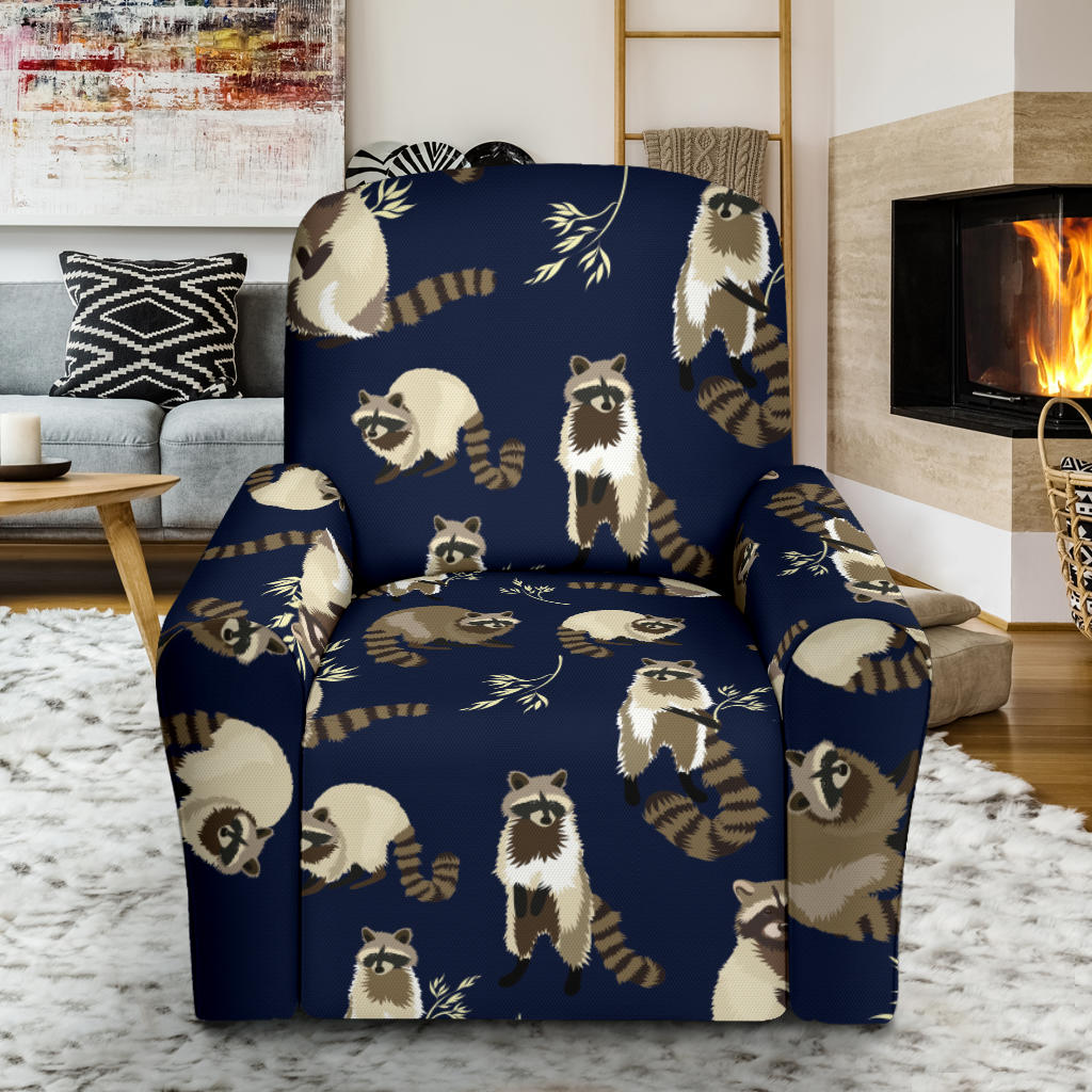 Raccoon Pattern Print Design A06 Recliner Slipcover with Pocket
