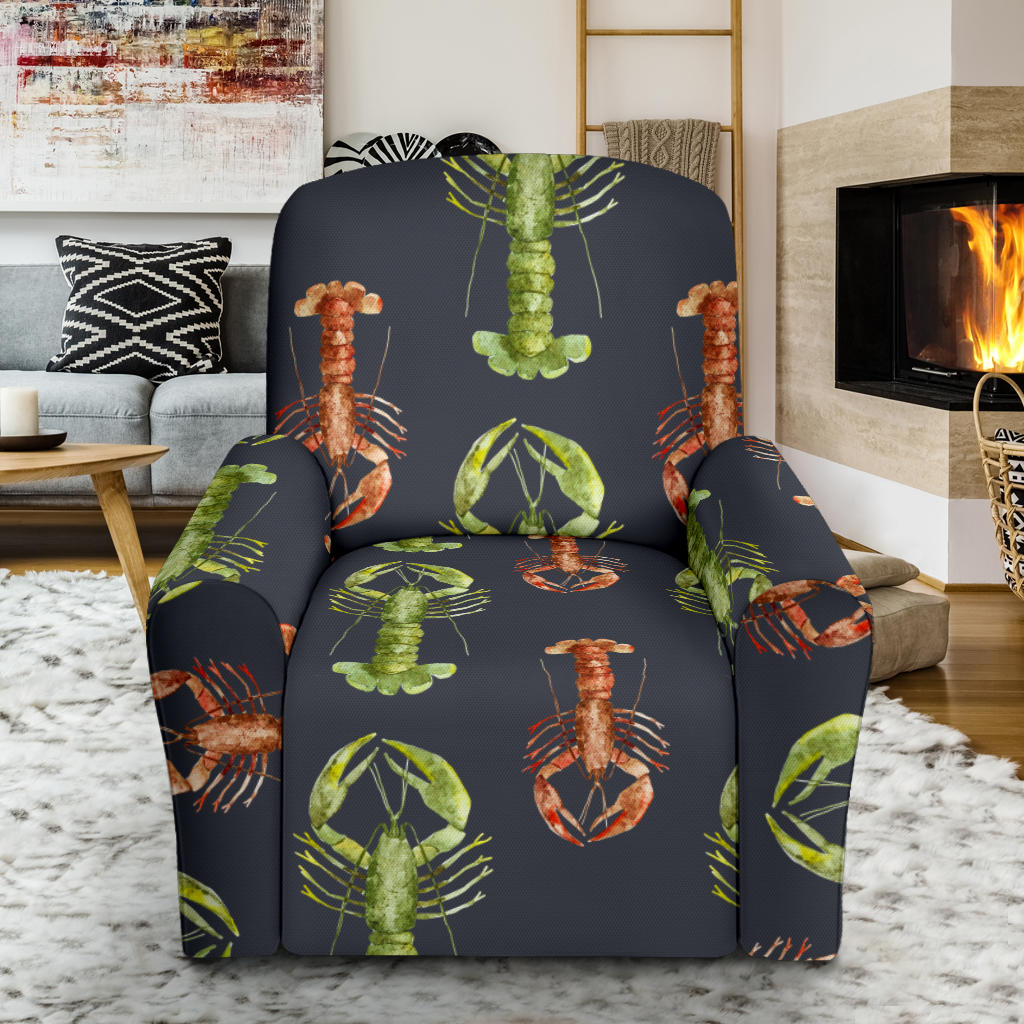 Lobster Pattern Print Design 01 Recliner Slipcover with Pocket