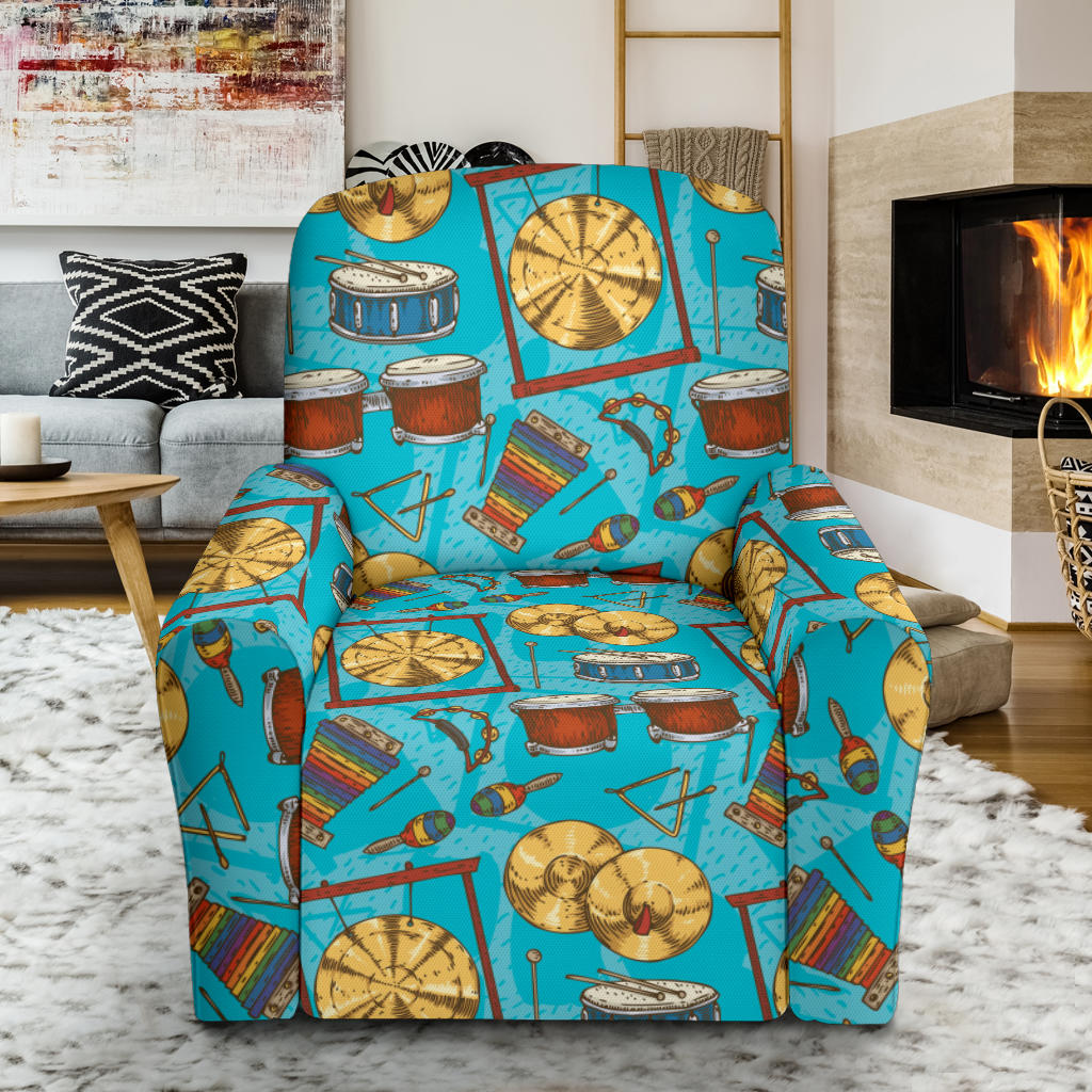 Percussion Pattern Print Design 03 Recliner Slipcover with Pocket