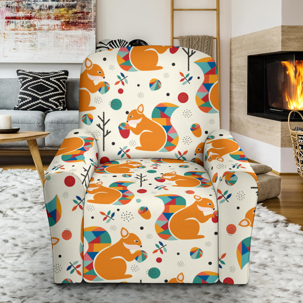 Squirrel Print Design LKS304 Recliner Slipcover with Pocket