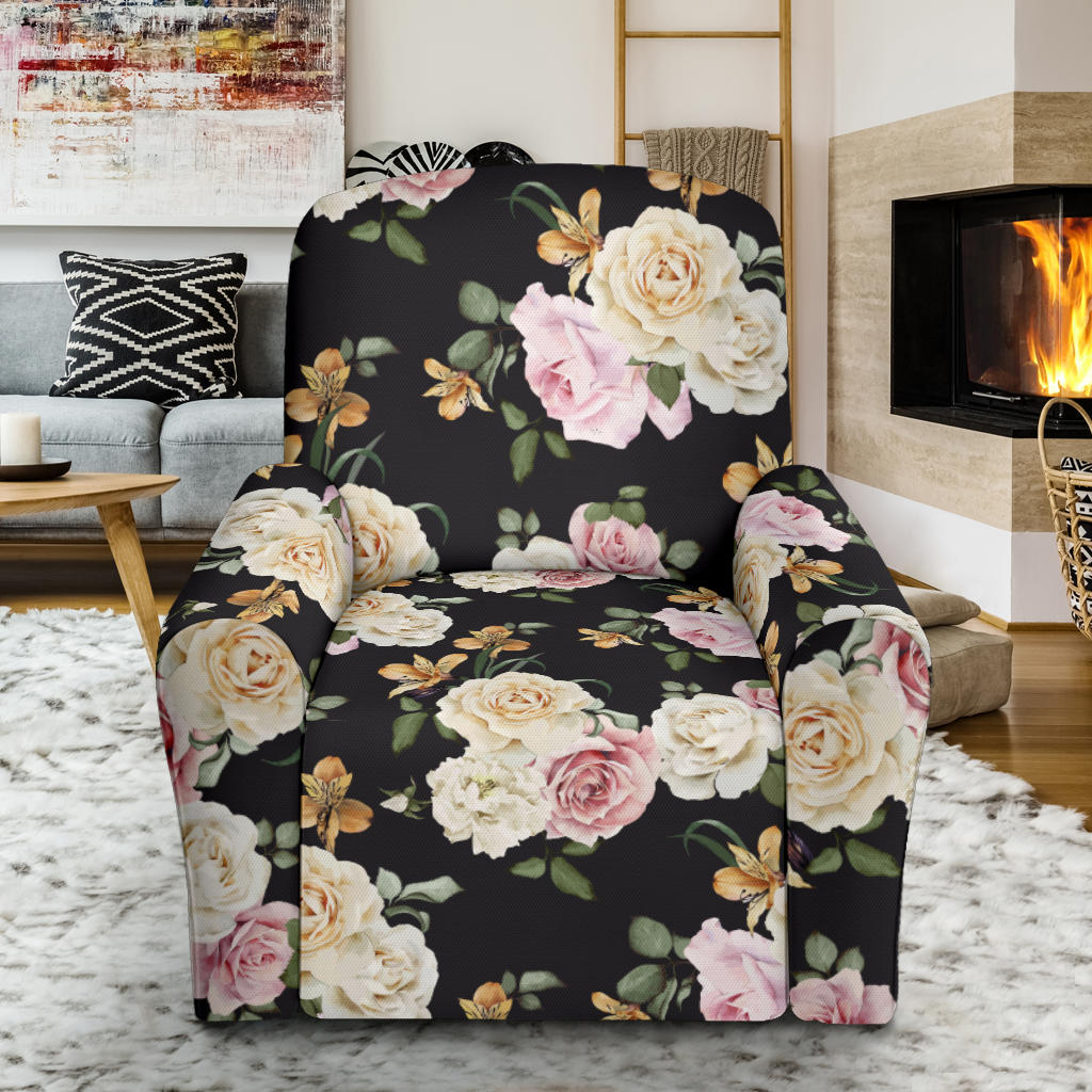 Rose Pattern Print Design A01 Recliner Slipcover with Pocket
