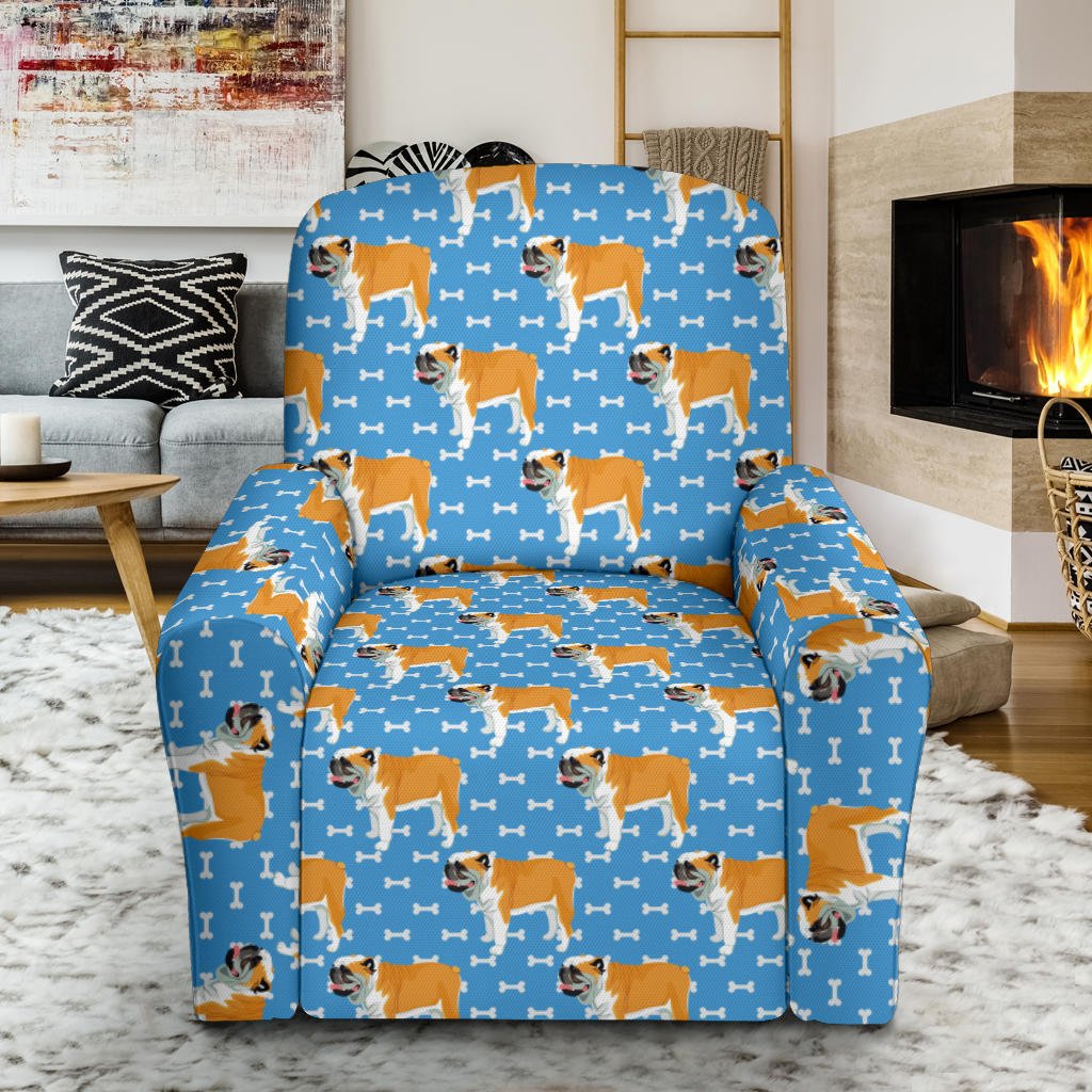 Bulldogs Pattern Print Design 06 Recliner Slipcover with Pocket