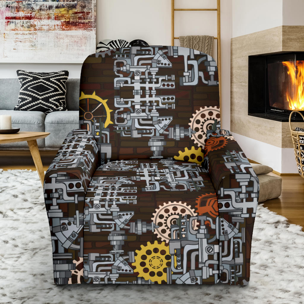 Mechanic Pattern Print Design 04 Recliner Slipcover with Pocket