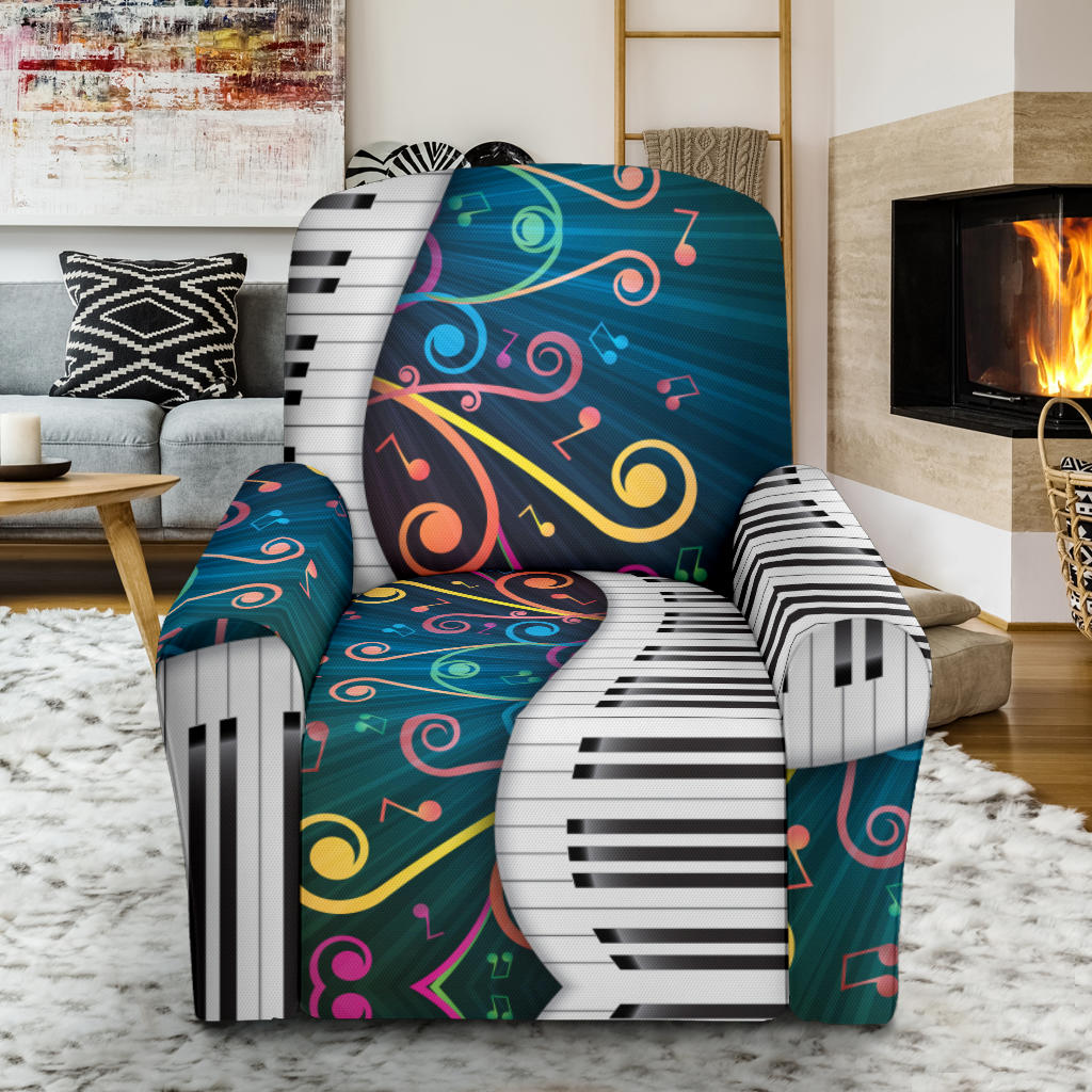 Piano Pattern Print Design 01 Recliner Slipcover with Pocket
