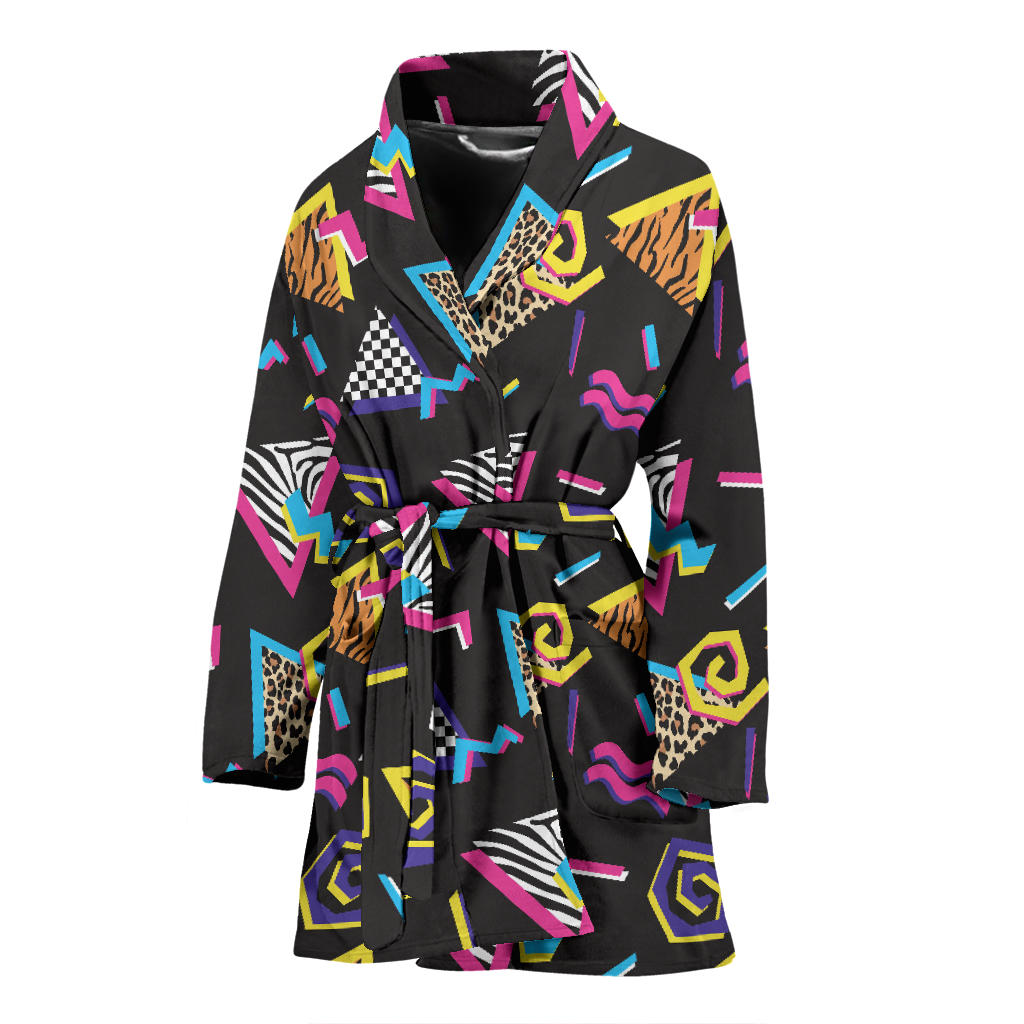 80s Pattern Print Design 3 Women Bathrobe