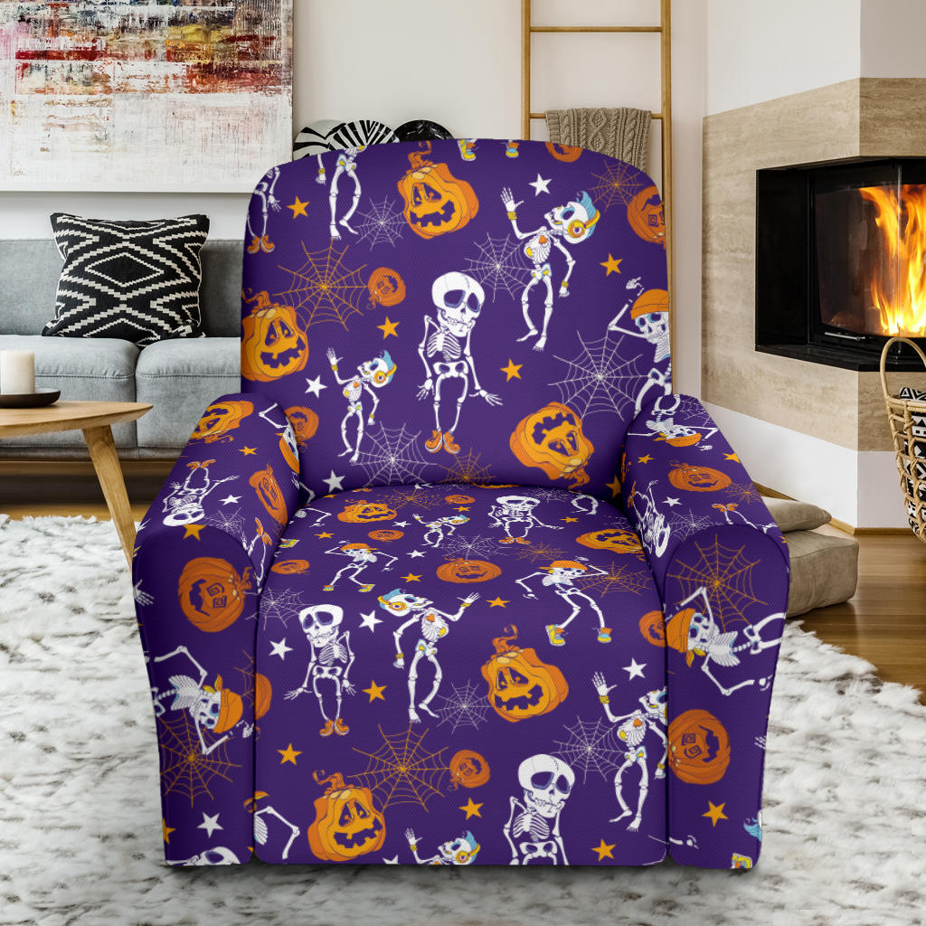 Skeleton Halloween Dance Print Design LKS304 Recliner Slipcover with Pocket