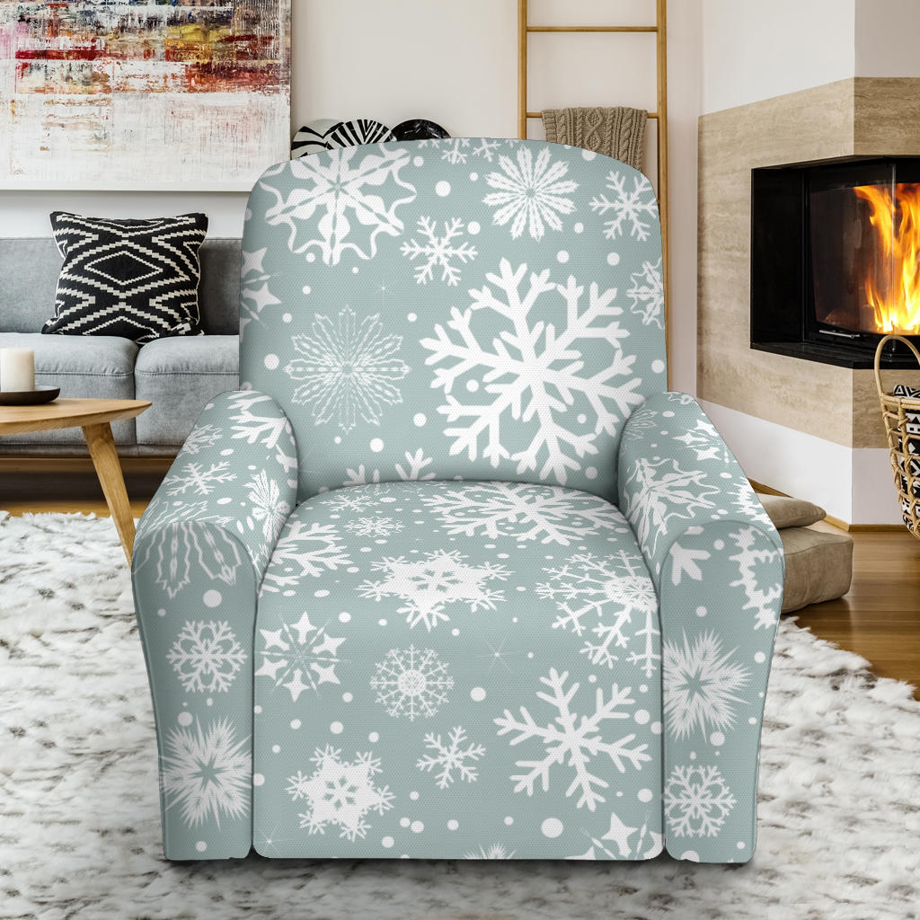 Snowflake Print Design LKS303 Recliner Slipcover with Pocket