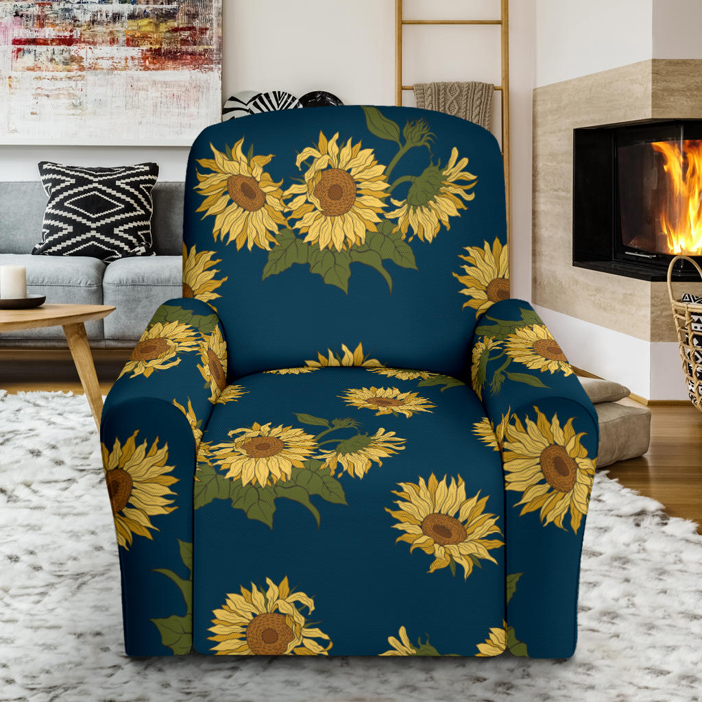 Sunflower Print Design LKS305 Recliner Slipcover with Pocket