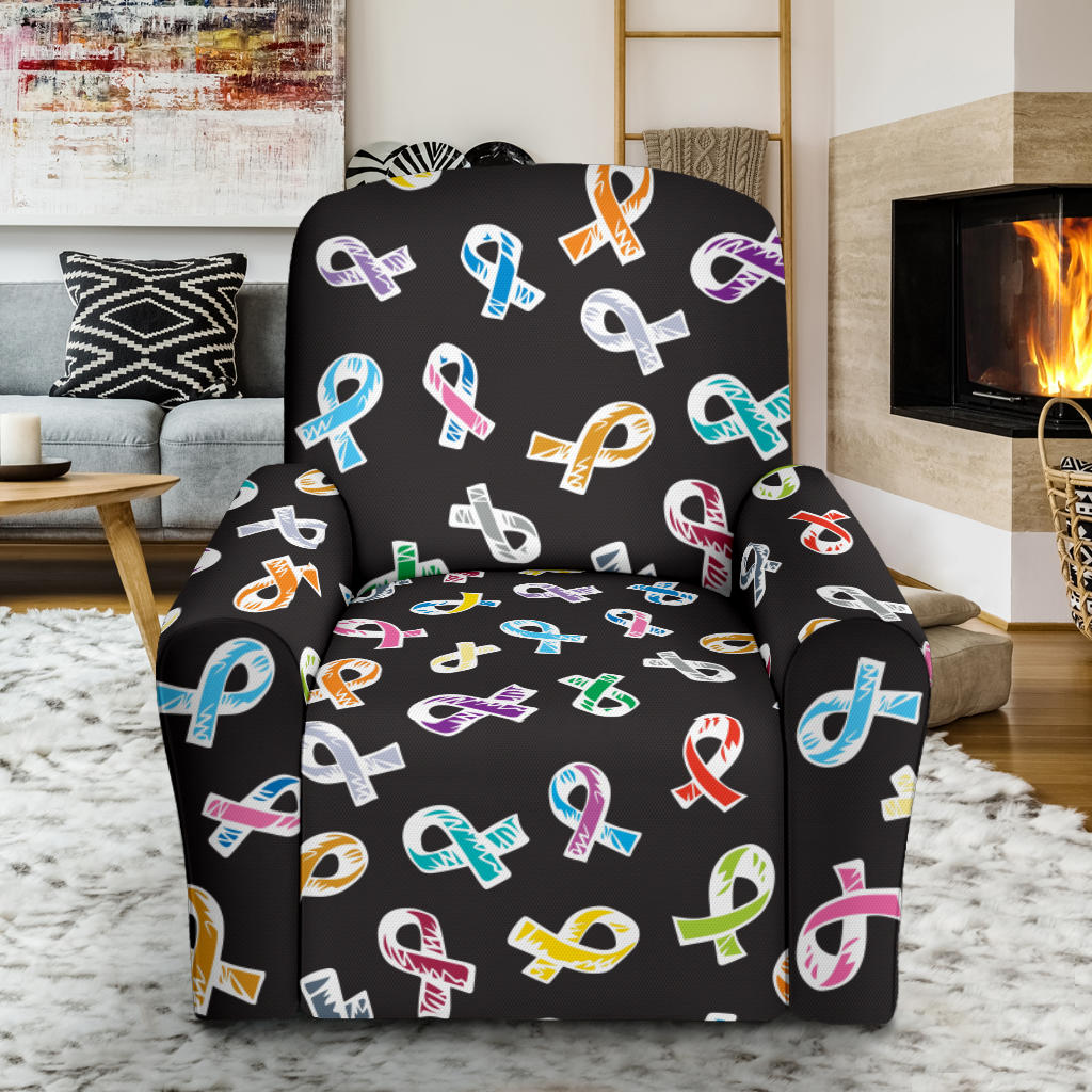 Cancer Awareness Pattern Print Design 02 Recliner Slipcover with Pocket