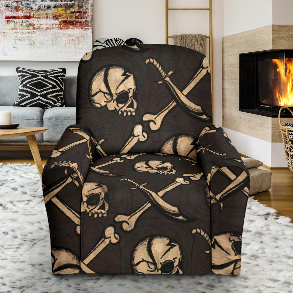 Pirate Pattern Print Design A03 Recliner Slipcover with Pocket