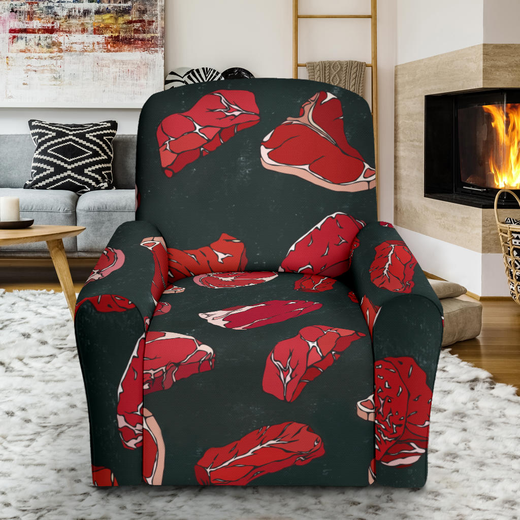 Meat Pattern Print Design 01 Recliner Slipcover with Pocket