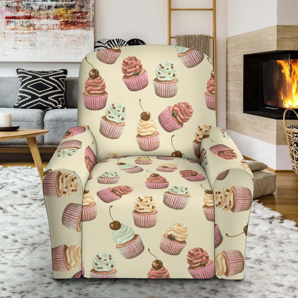 Cupcake Pattern Print Design 04 Recliner Slipcover with Pocket