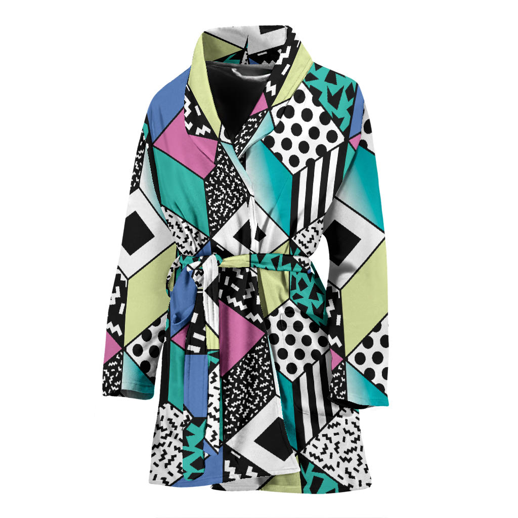 90s Pattern Print Design 3 Women Bathrobe