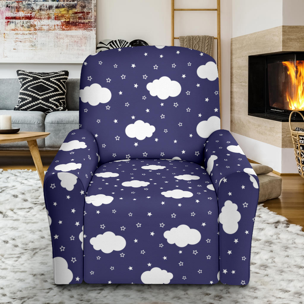 Cloud Pattern Print Design 03 Recliner Slipcover with Pocket