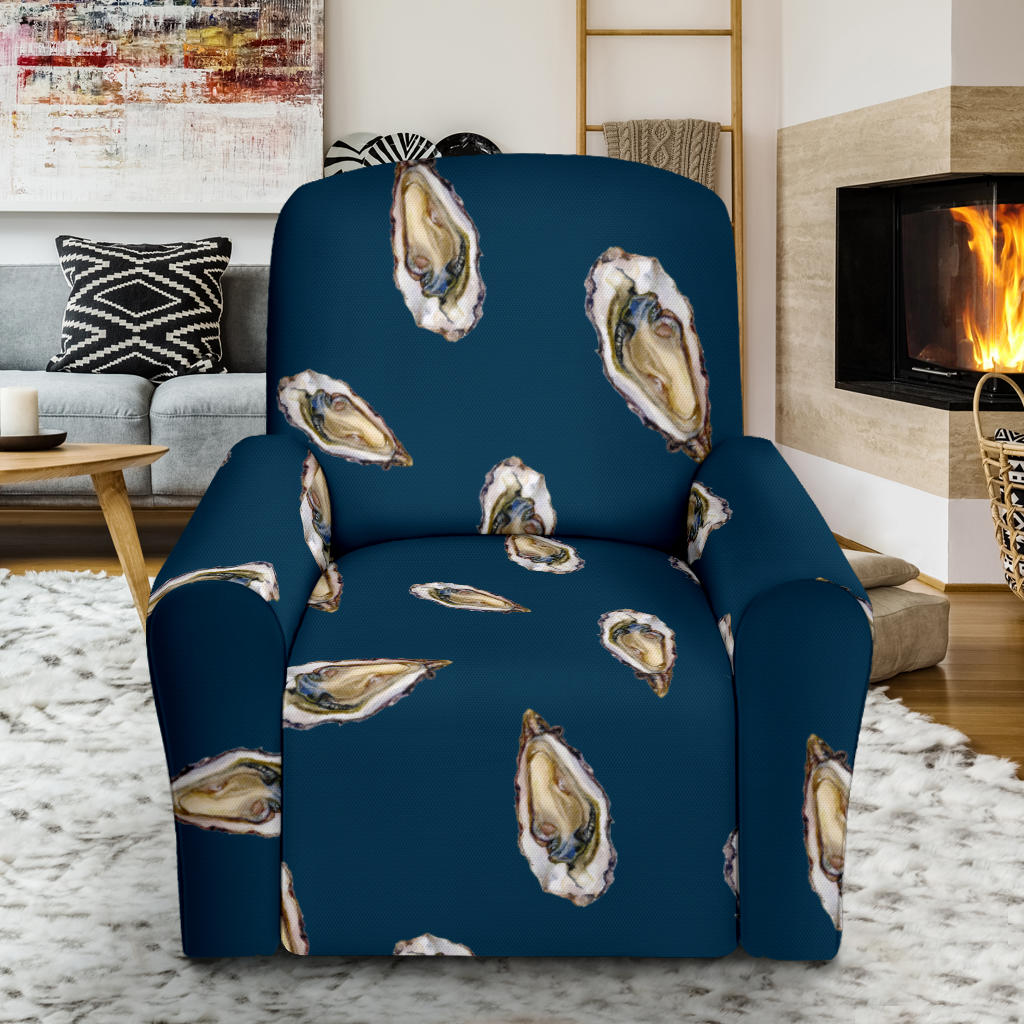 Oyster Pattern Print Design 03 Recliner Slipcover with Pocket