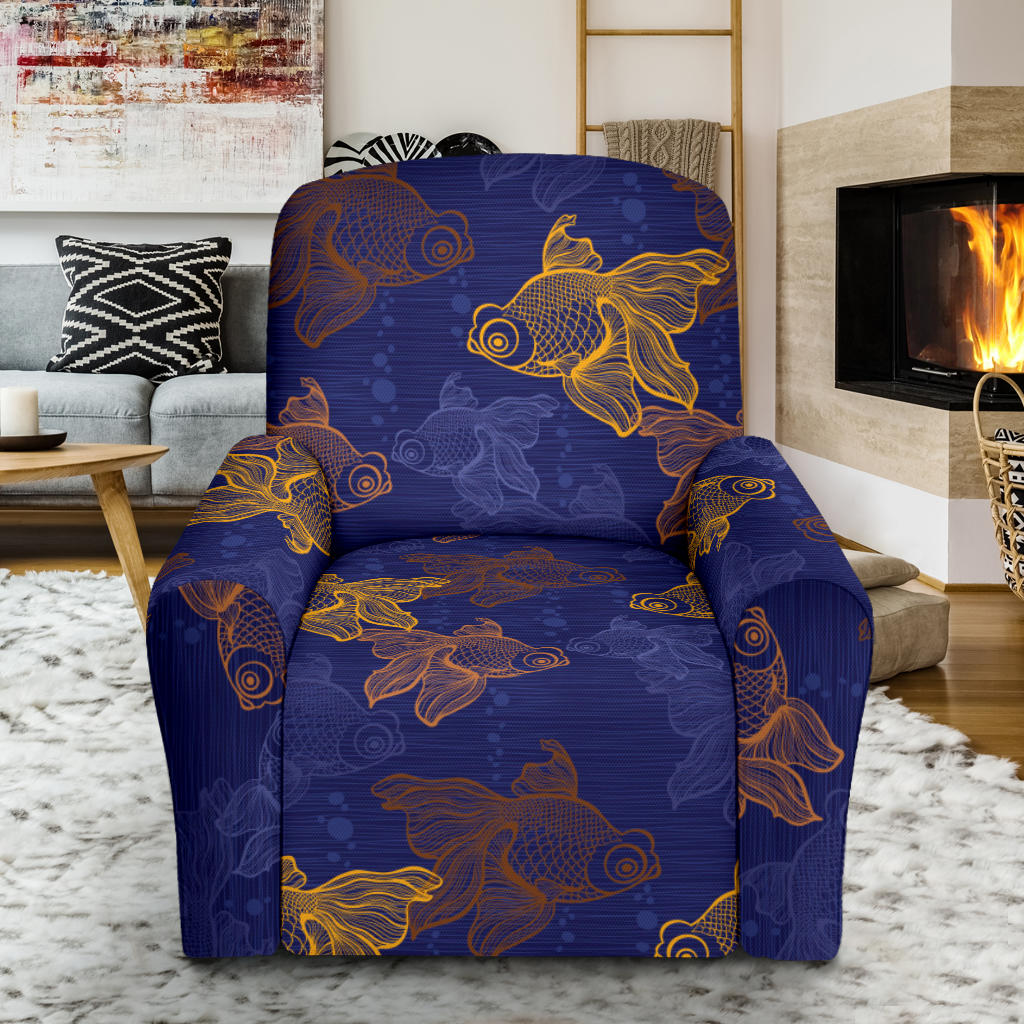 Goldfish Pattern Print Design 01 Recliner Slipcover with Pocket