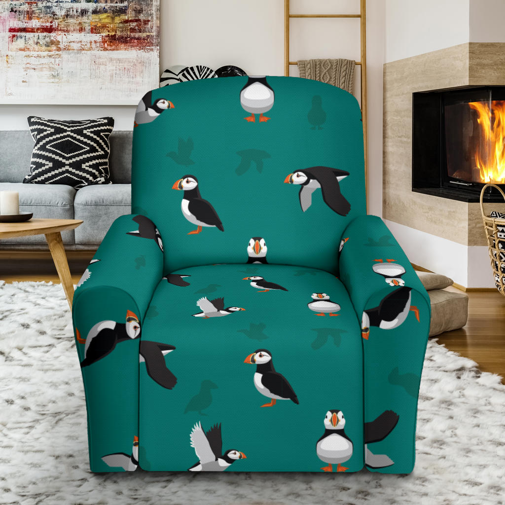 Puffin Pattern Print Design A02 Recliner Slipcover with Pocket