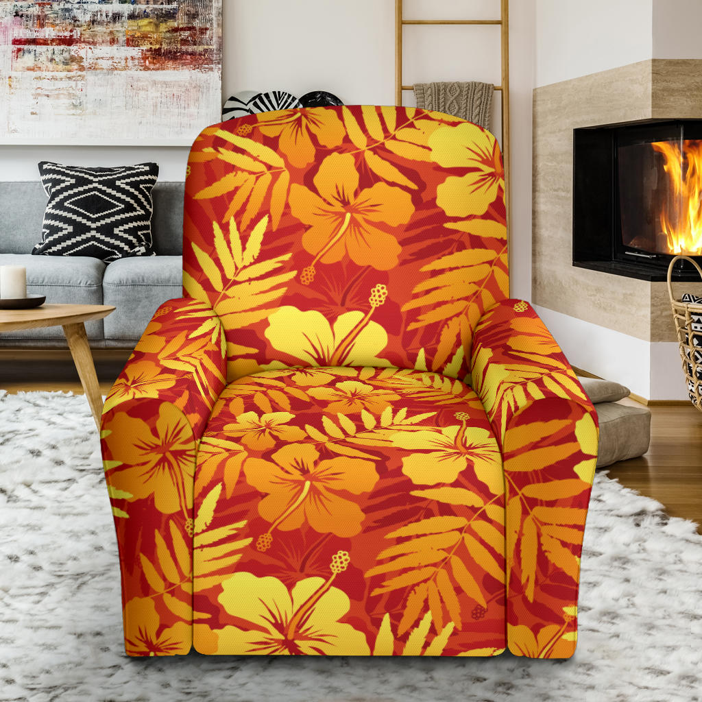 Hibiscus Summer Print Design LKS302 Recliner Slipcover with Pocket