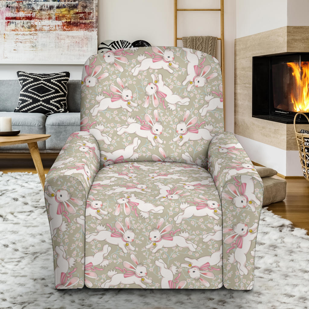 Bunny Pattern Print Design 06 Recliner Slipcover with Pocket