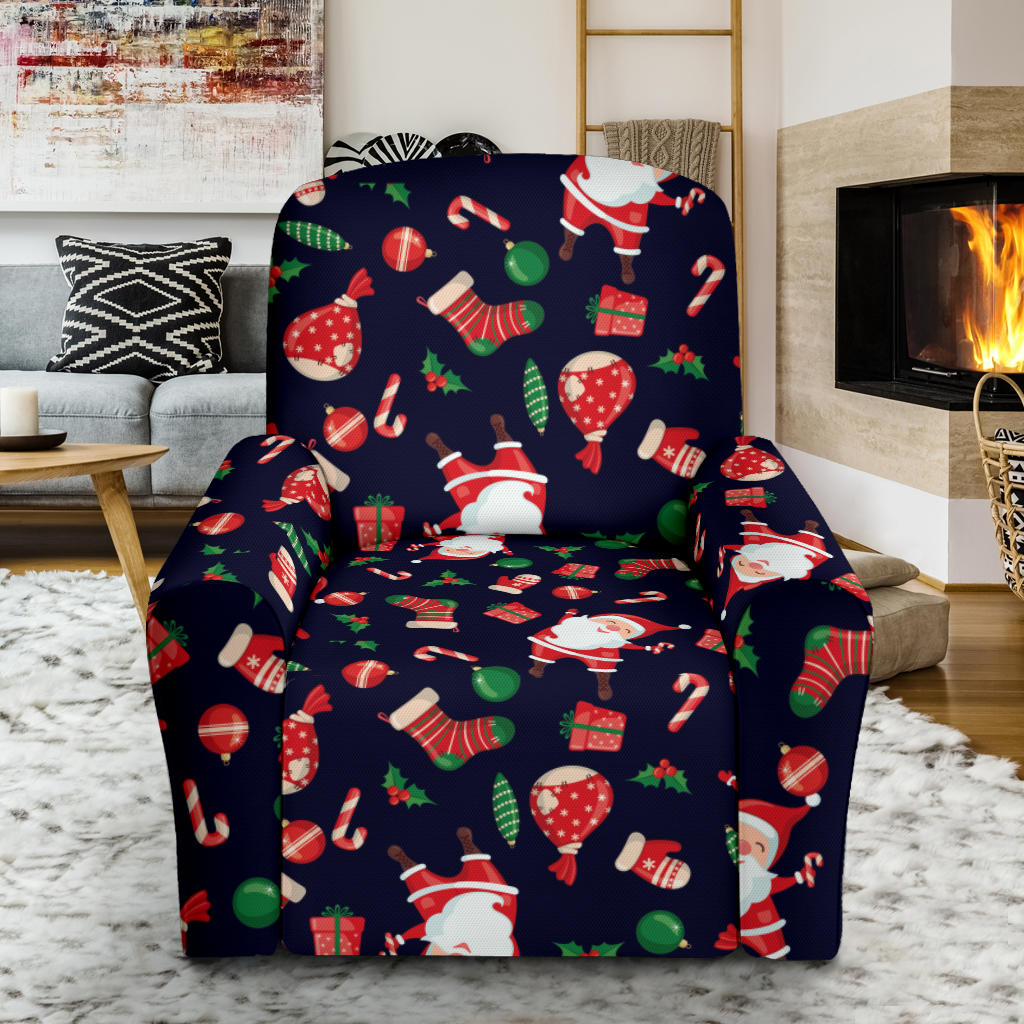 Santa Christmas Themed Print Design LKS304 Recliner Slipcover with Pocket