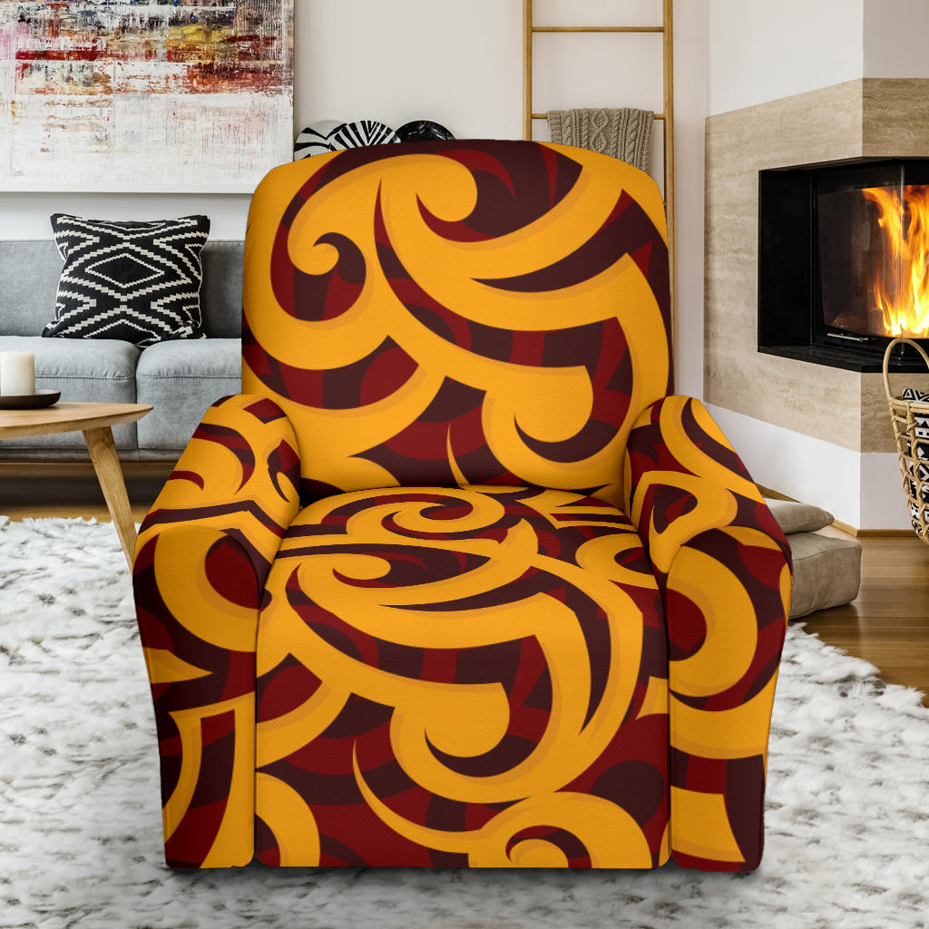 Maori Pattern Print Design 02 Recliner Slipcover with Pocket