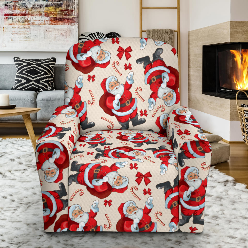 Santa Christmas Themed Print Design LKS302 Recliner Slipcover with Pocket