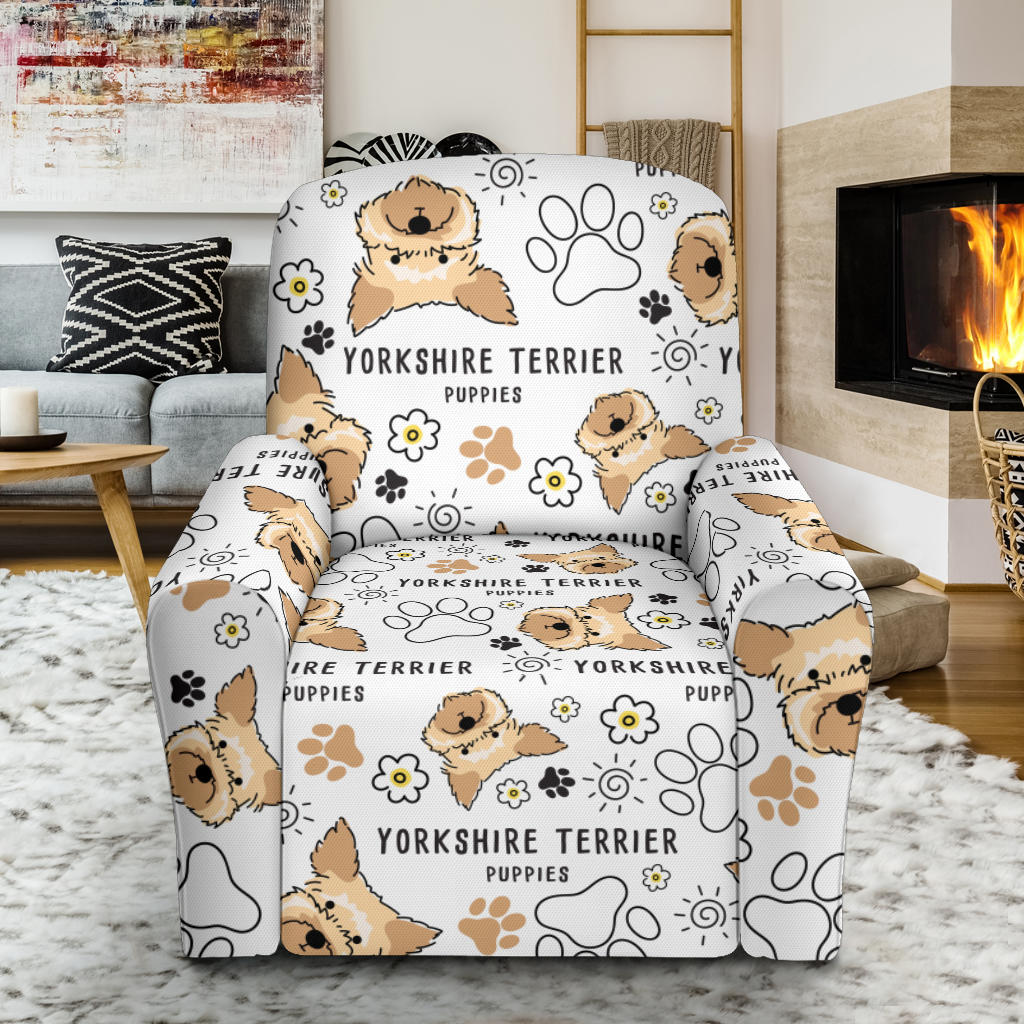 Yorkshire Terriers Print Design LKS308 Recliner Slipcover with Pocket