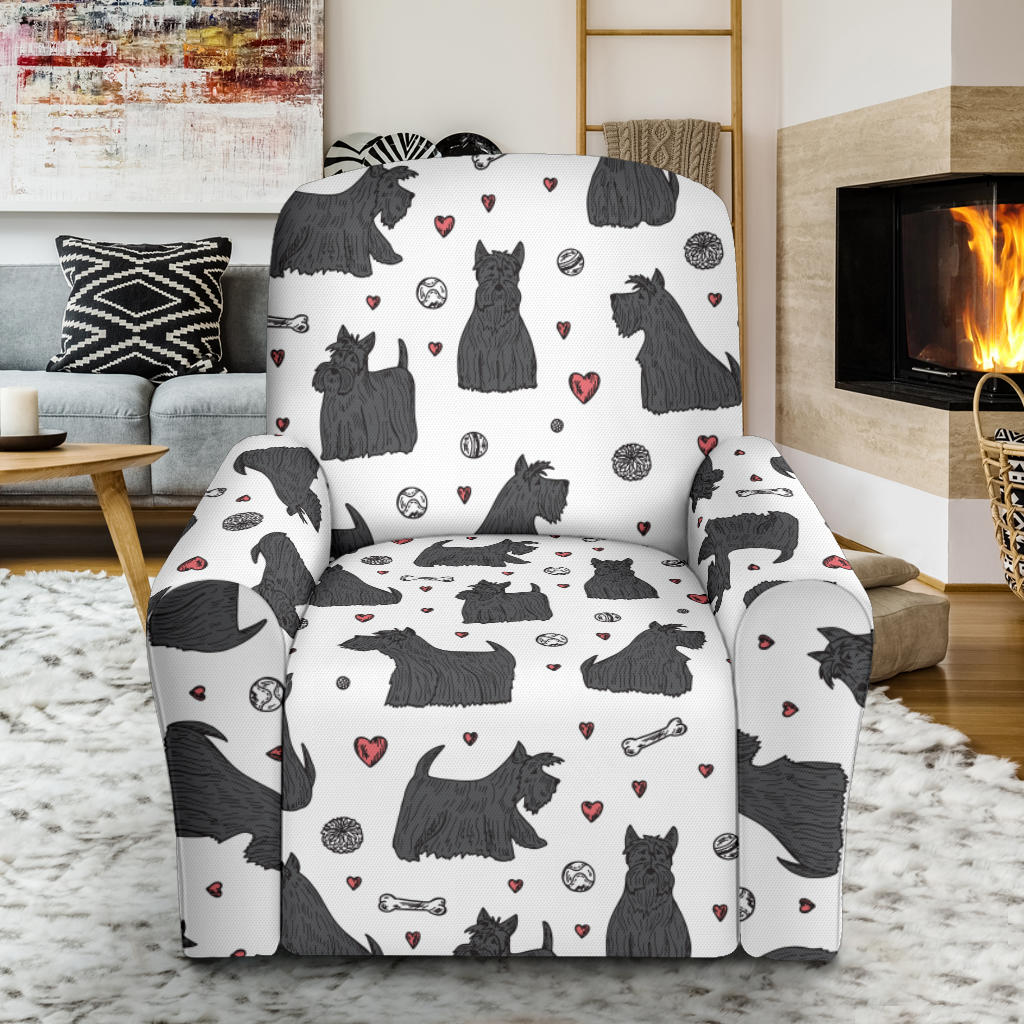 Scottish Terriers Print Design LKS3015 Recliner Slipcover with Pocket