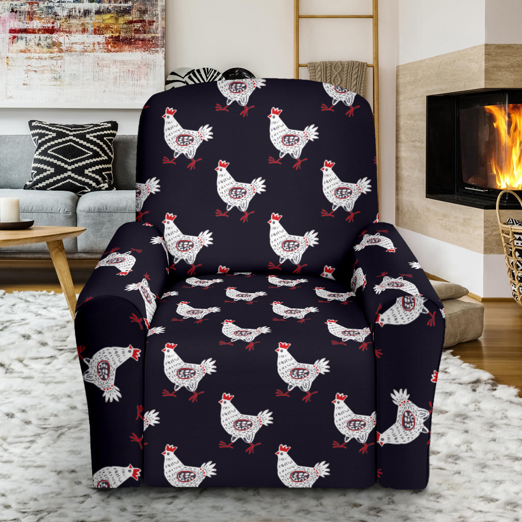 Chicken Pattern Print Design 03 Recliner Slipcover with Pocket