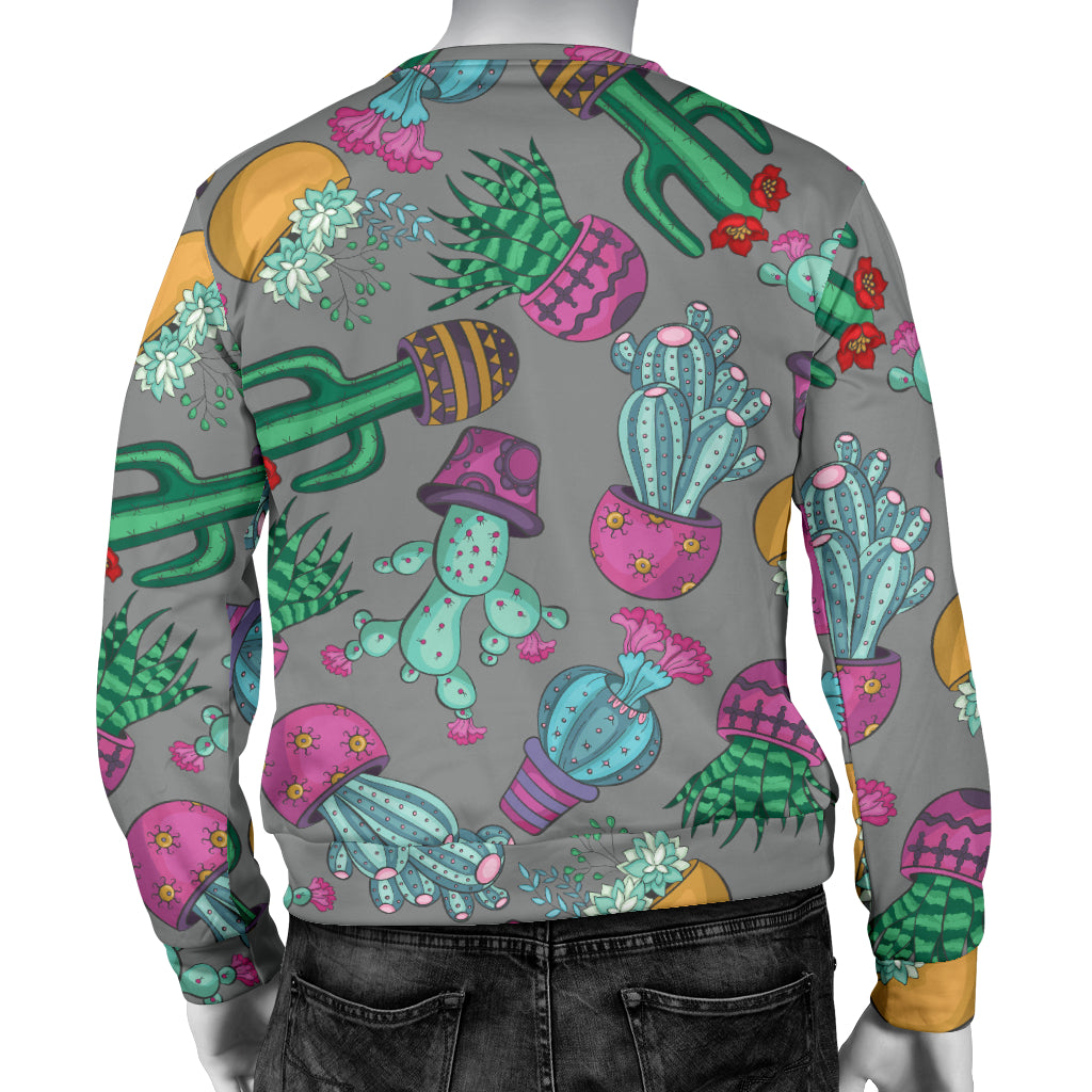 Cactus Colorful Print Pattern Men Long Sleeve Sweatshirt