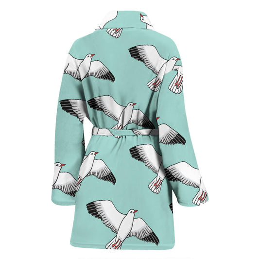 Pigeon Pattern Print Design 02 Women Bathrobe