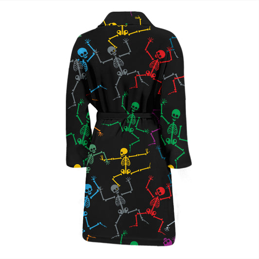 Skeleton Colorful Print Design LKS302 Men Bathrobe