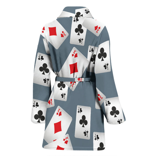 Poker Cards Pattern Print Design A05 Women Bathrobe