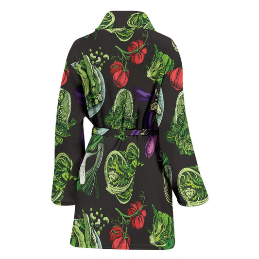 Lettuce Pattern Print Design 01 Women Bathrobe