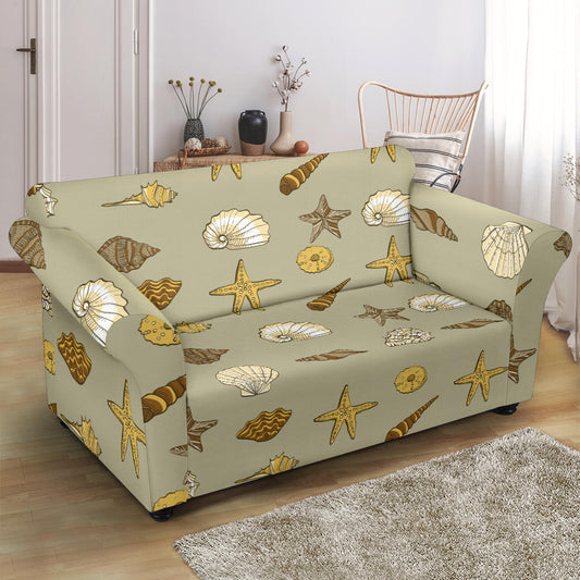 Seashell Beach Print Design LKS303 Loveseat Couch Slipcover