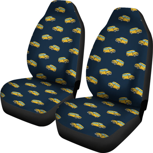 School Bus Print Design LKS304 Car Seat Covers