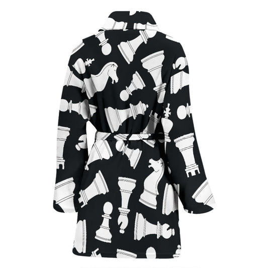 Chess Pattern Print Design 01 Women Bathrobe