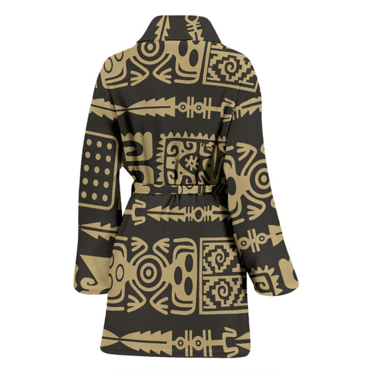 Mayan Pattern Print Design 03 Women Bathrobe