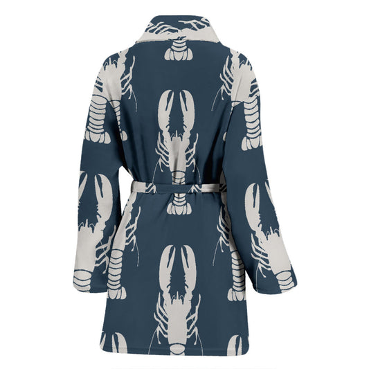 Lobster Pattern Print Design 02 Women Bathrobe