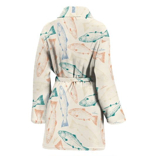 Salmon Fish Print Design LKS305 Women Bathrobe