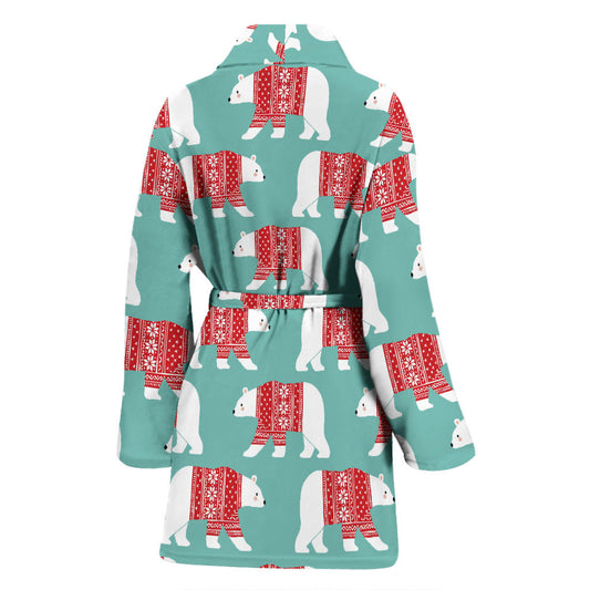 Polar Bear Pattern Print Design A04 Women Bathrobe