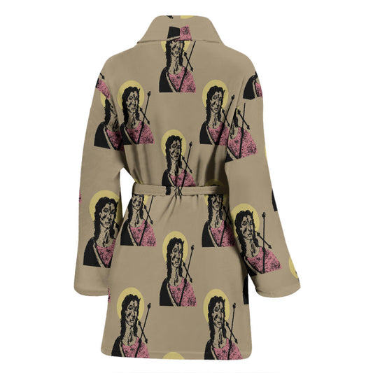 Christian Pattern Print Design 04 Women Bathrobe