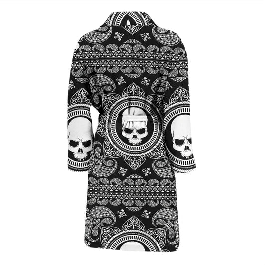 Bandana Skull Print Design LKS303 Men Bathrobe