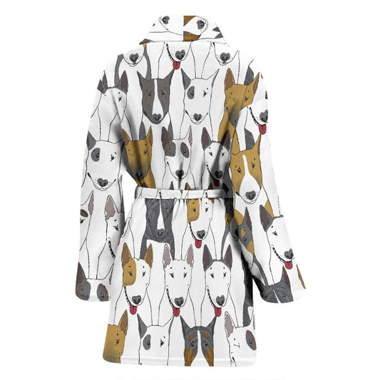 Bull Terriers Pattern Print Design 03 Women Bathrobe