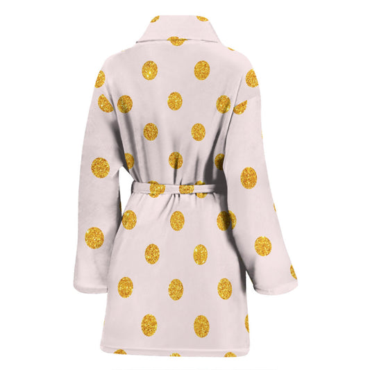 Polka Dot Gold Pink Pattern Print Design 01 Women Bathrobe