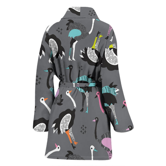 Ostrich Pattern Print Design 01 Women Bathrobe
