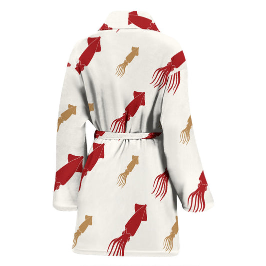 Giant Squid Pattern Print Design 01 Women Bathrobe