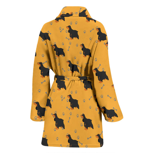 Cocker Pattern Print Design 01 Women Bathrobe