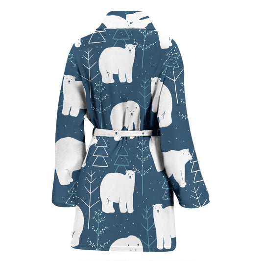 Polar Bear Pattern Print Design A01 Women Bathrobe